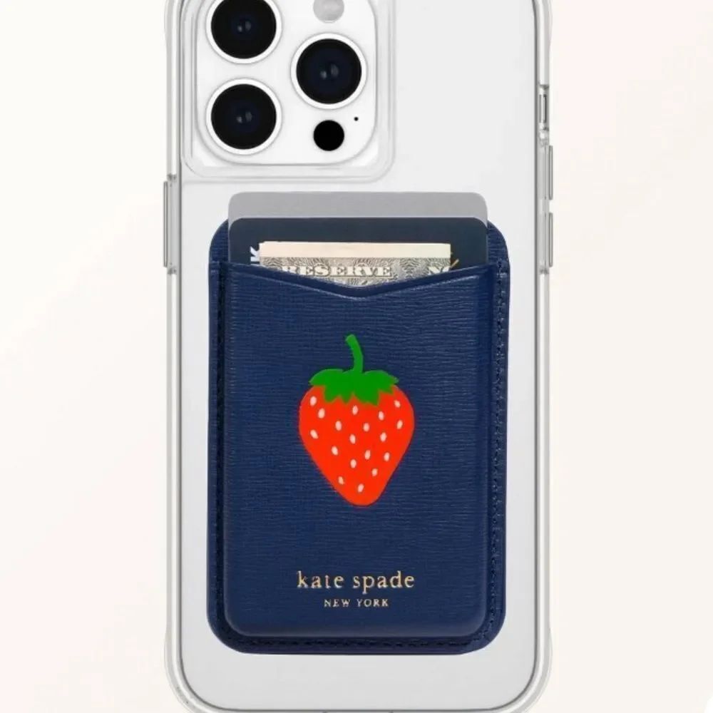 kate spade x Target Navy Strawberry Dotted Magnetic Cell Wallet MagSafe